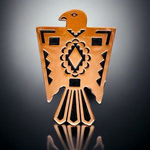 Vtg. Native American Bell Trading/Bell Copper Thunderbird/Eagle Copper Brooch